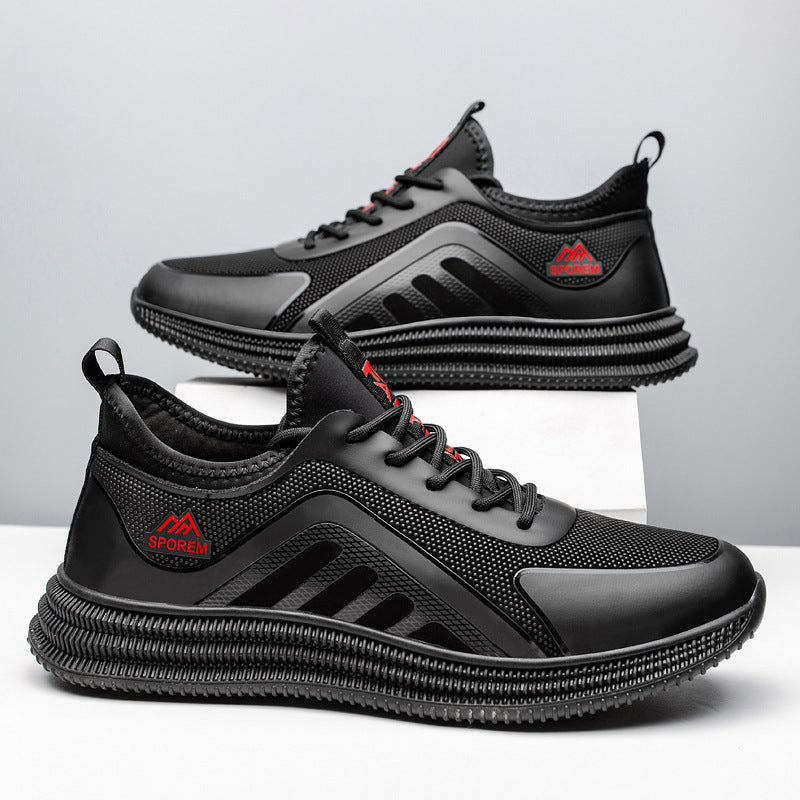 Cross-border men's shoes comfortable lace-up casual shoes trend round toe Internet celebrity with the same lightweight and breathable wholesale men's sneakers