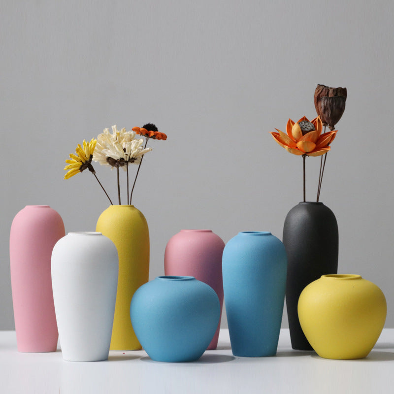 Jingdezhen ceramic small vase Nordic simple home hotel decoration ornament dried flower arrangement hydroponic flower pot white