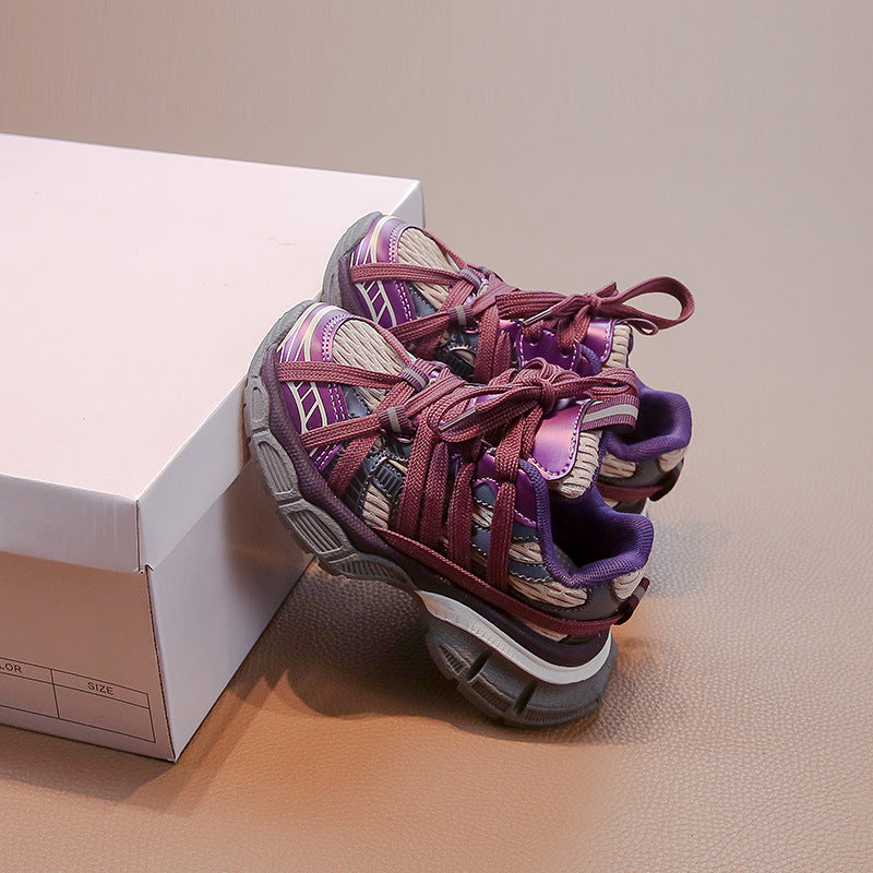 Paris children's dad shoes spring new boys' medium and large children's breathable sneakers, girls' running shoes, net shoes