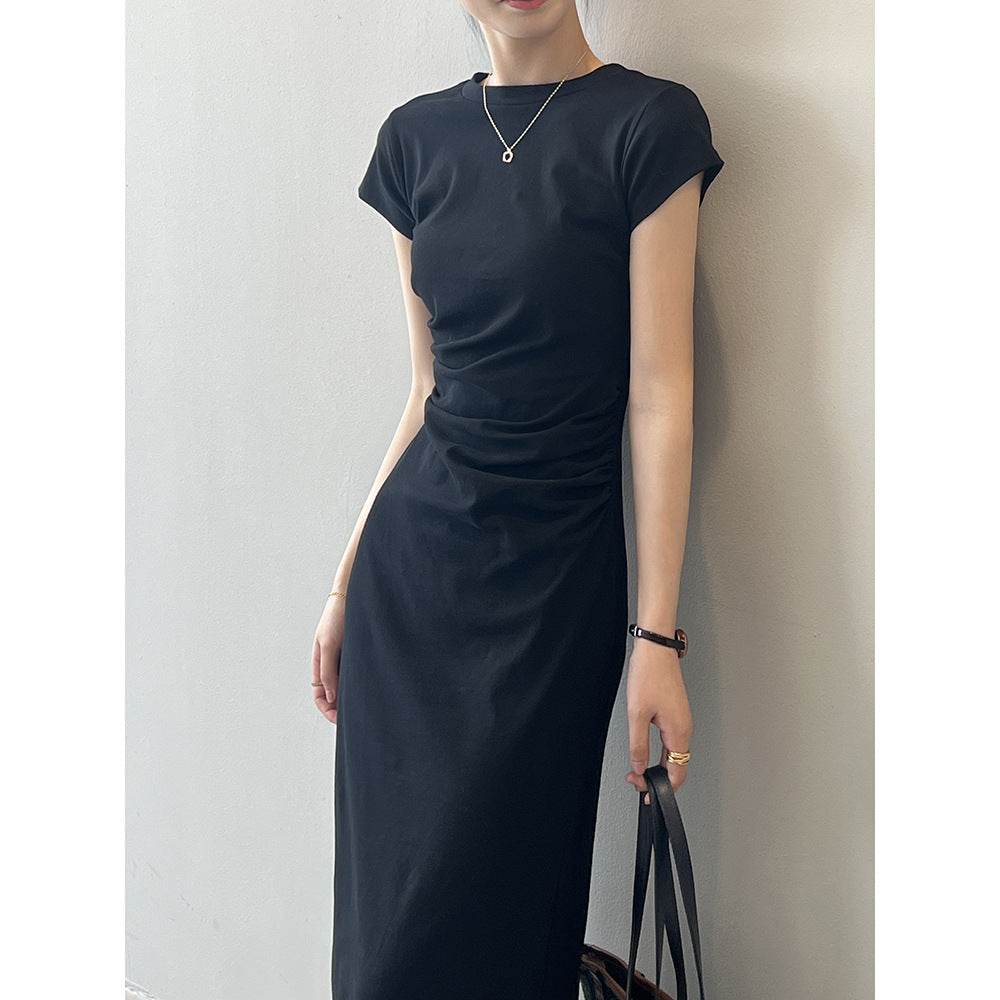 Yanshuang French temperament waist dress Summer new design sense flying sleeve T-shirt dress 80986