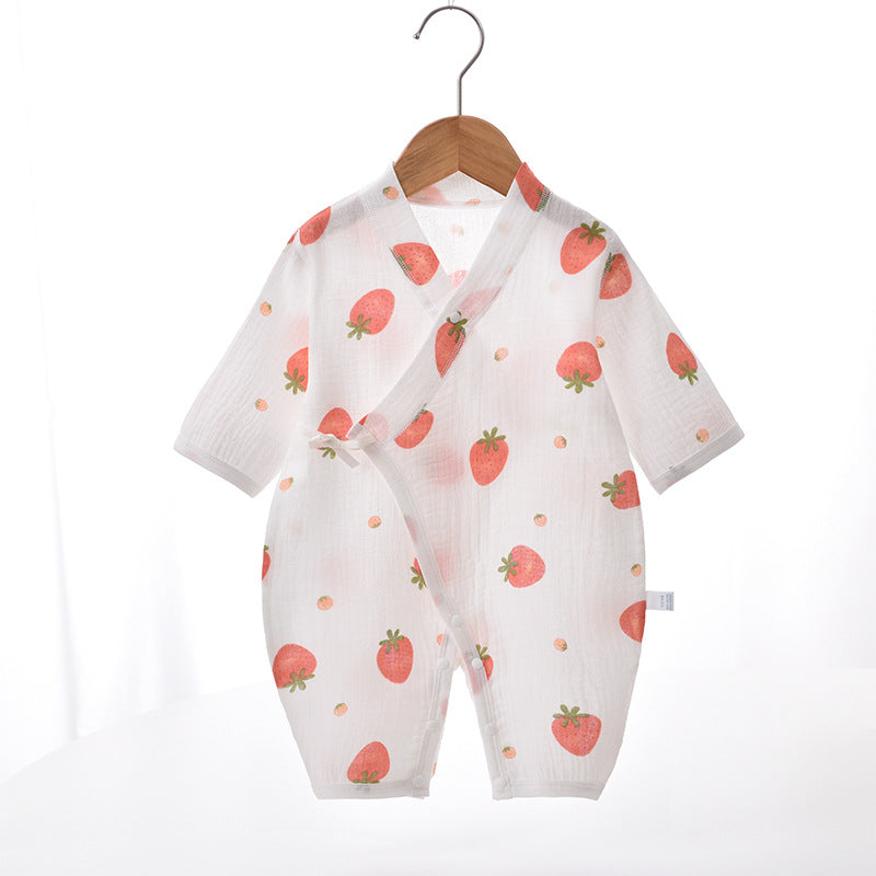 Baby onesies, monk clothes, gauze belly protection, boneless class A newborns, summer baby thin climbing clothes