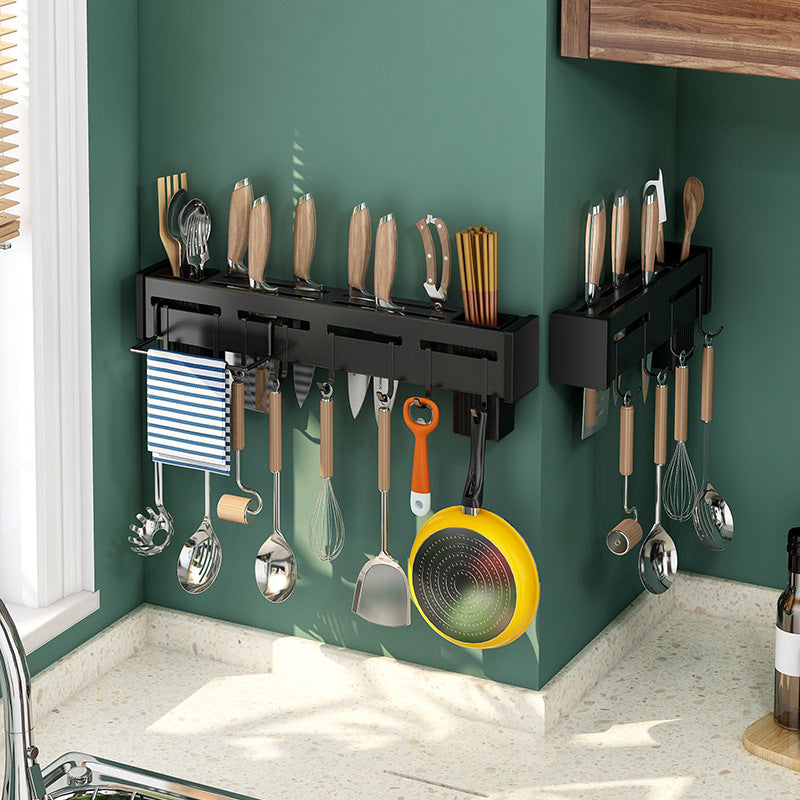Stainless steel knife holder kitchen knife kitchen supplies multifunctional rack wall-mounted chopstick holder knife integrated storage rack