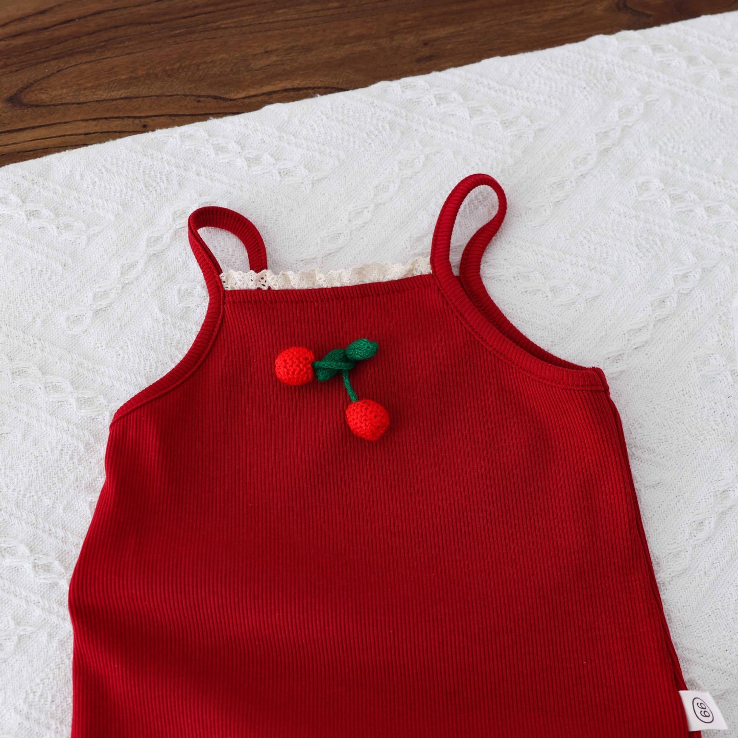 Baby clothes summer thin bag fart clothes newborn baby girl cherry full moon 100 days suspender clothes one-piece