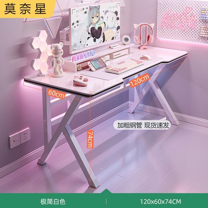 Desk, bedroom, student's study, writing, study desk, creamy style, home, simple desktop computer desk, office desk