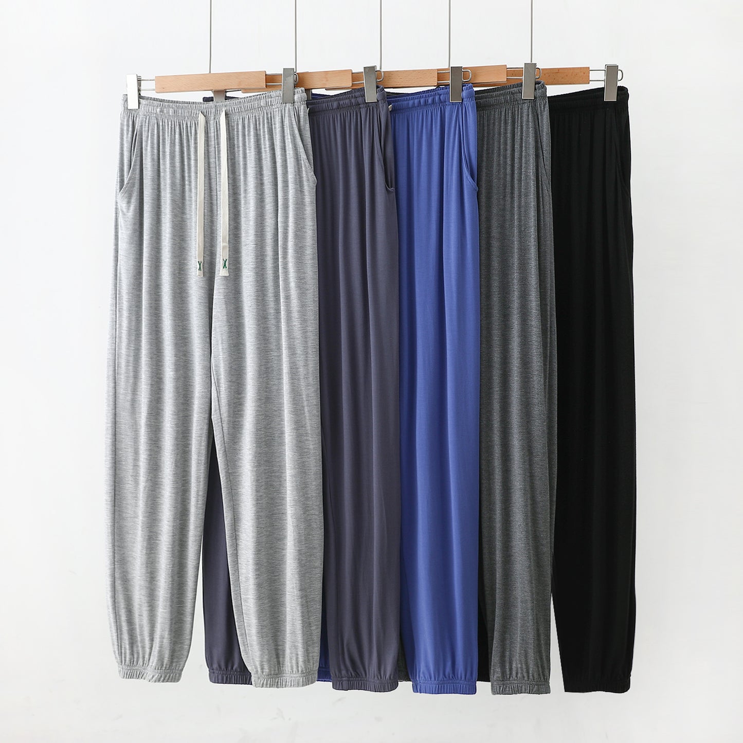 Summer Men's Modal Men's Ice Silk Thin Pants Summer Plus Size Lounge Pants Mosquito Resistant Pants Air Conditioning Pajama Pants