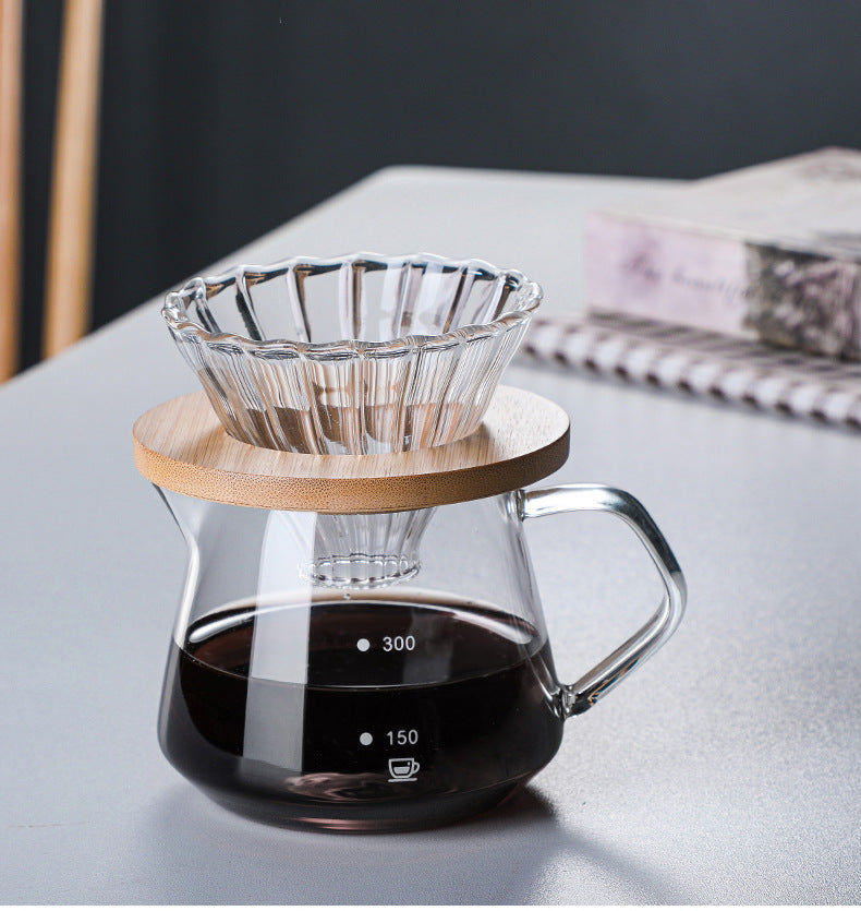 glass pour-over coffee pot set coffee filter cup sharing pot brew pot coffee utensils wholesale transparent