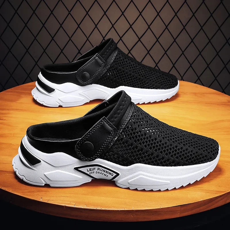 Cross-border men's shoes, breathable, ultra-lightweight, half-lift shoes, men's sandals, sports shoes, bag toe beach shoes, one-foot running shoes