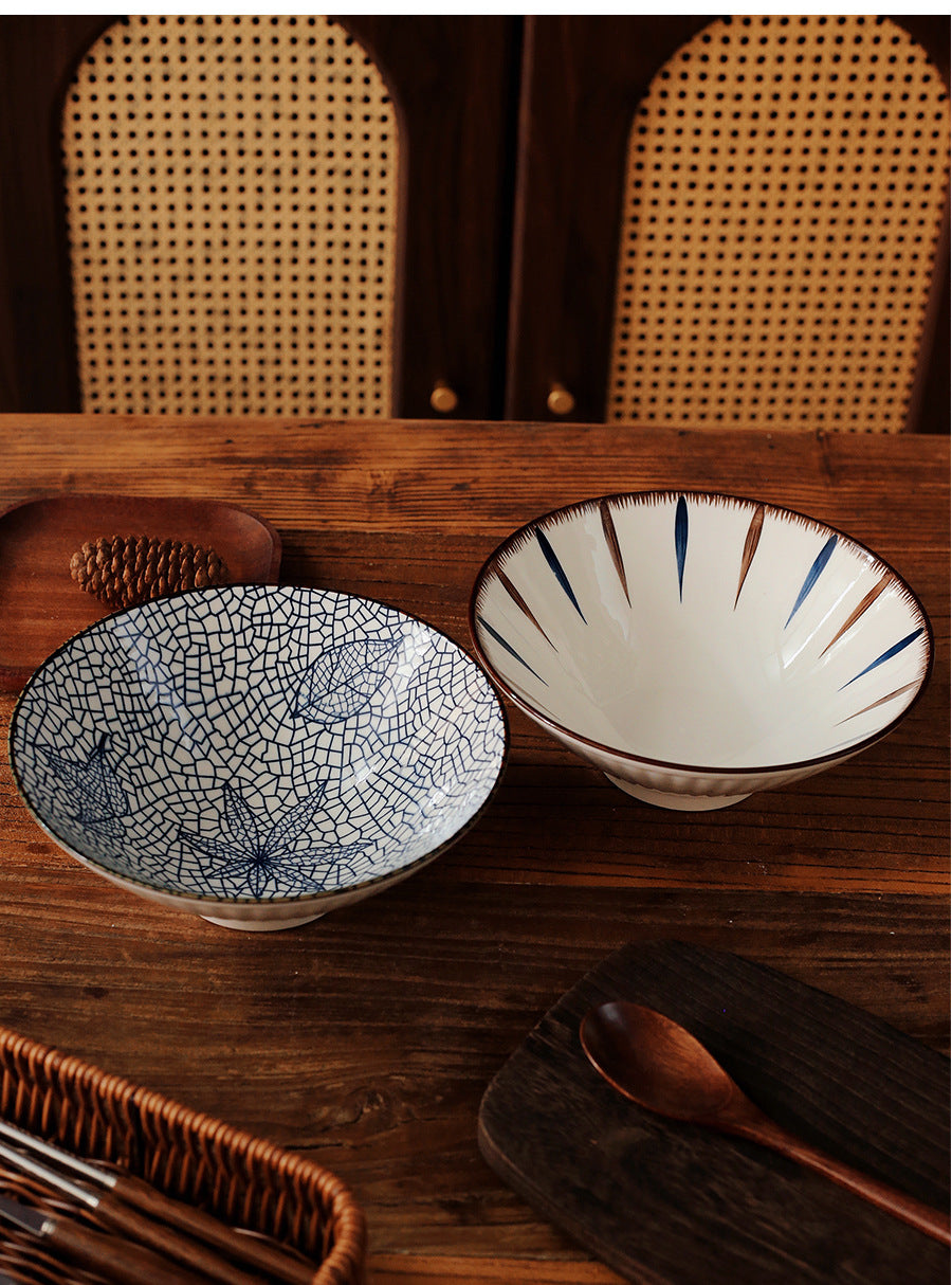 Japanese Style Ceramic Ramen Bowl Home 8 Inch Large Bowl Bell Bowl Fruit Bucket Bowl Ramen Bowl Instant Noodle Bowl Shop