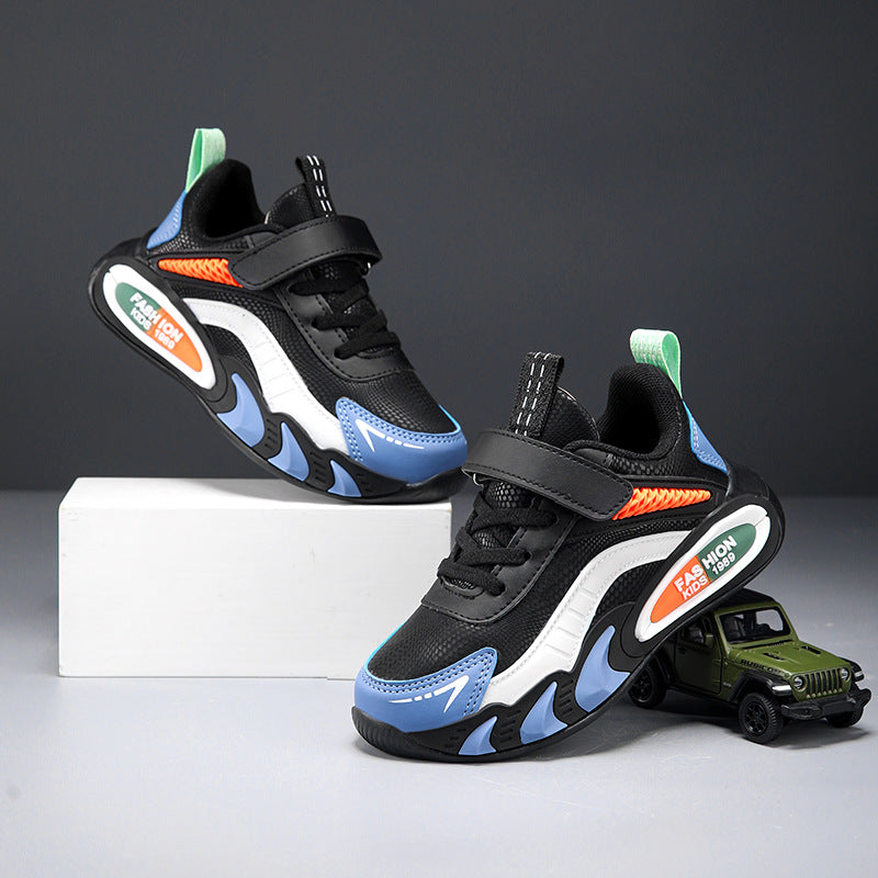 Boys shoes children's sneakers 2024 autumn and winter new leather waterproof soft sole boys running shoes warm wholesale