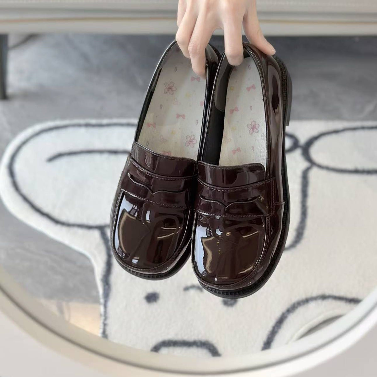 Kitten toast original Lolita basic jk uniform college shoes round toe shoes Japanese medium size women's single shoes uniform shoes