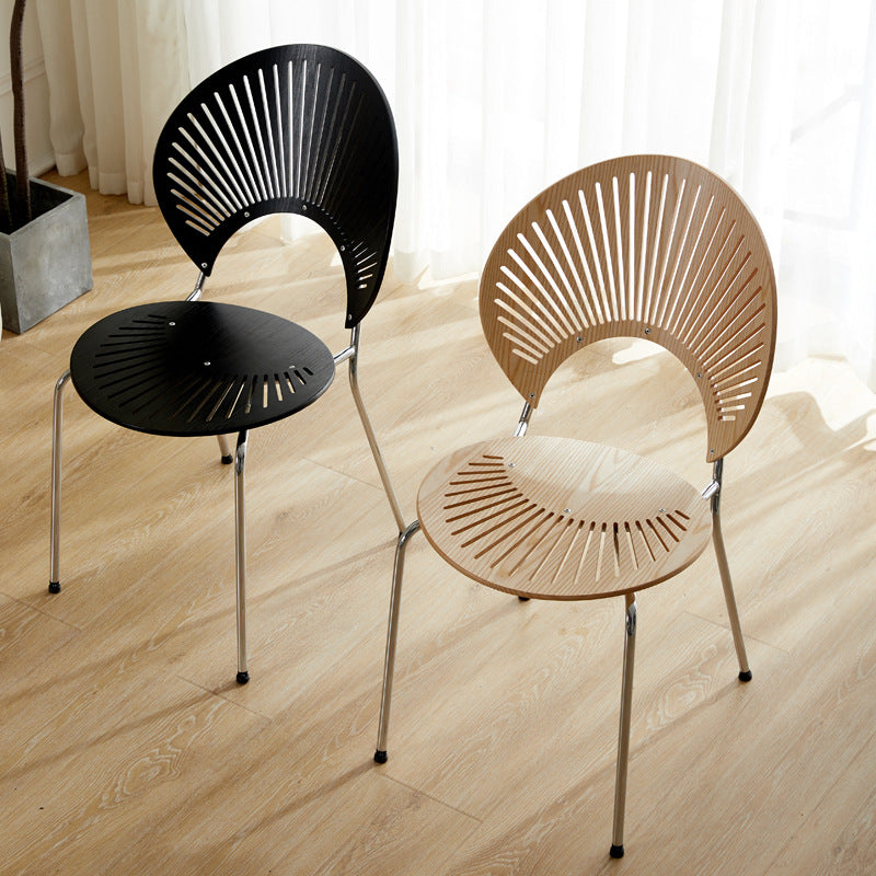 Nordic Dining Chair Solid Wood Household Coffee Chair Backrest Retro Dining Chair Simple Negotiation Casual Seashell Chair Wholesale