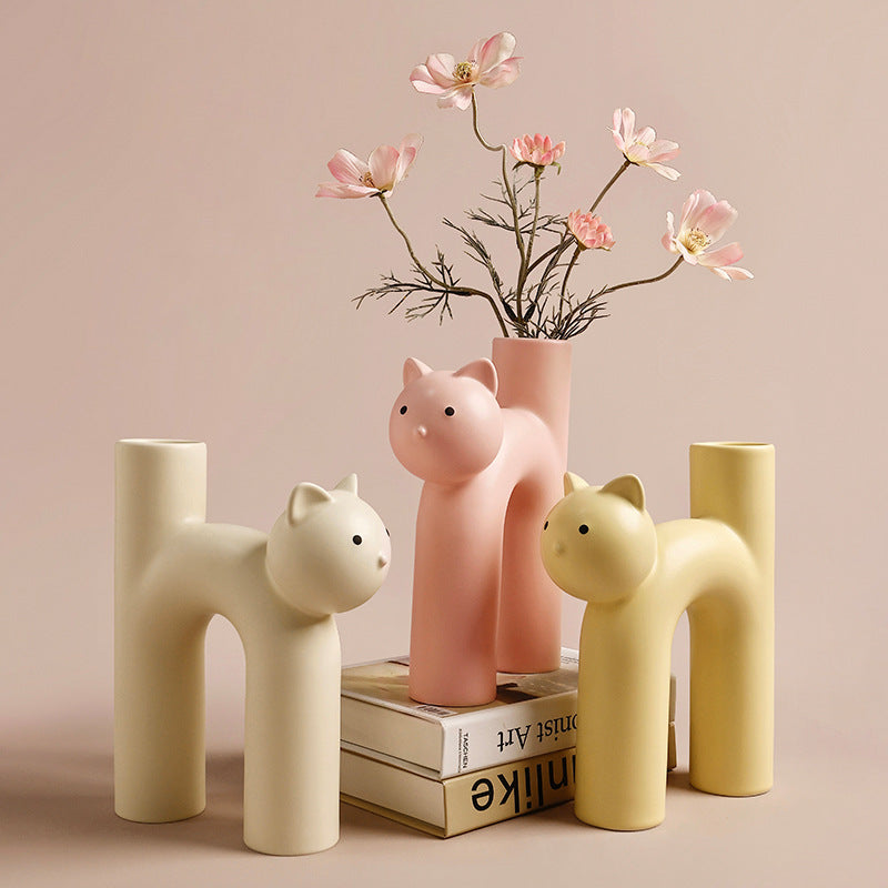Bei Hanmei, cute cats, cats, vases, high-end ornaments, living room flower arrangements, home decorations, Amazon cross-border hot