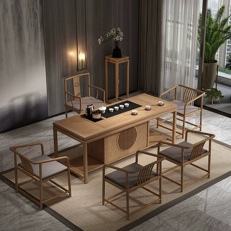 Wooden tea table and chair combination