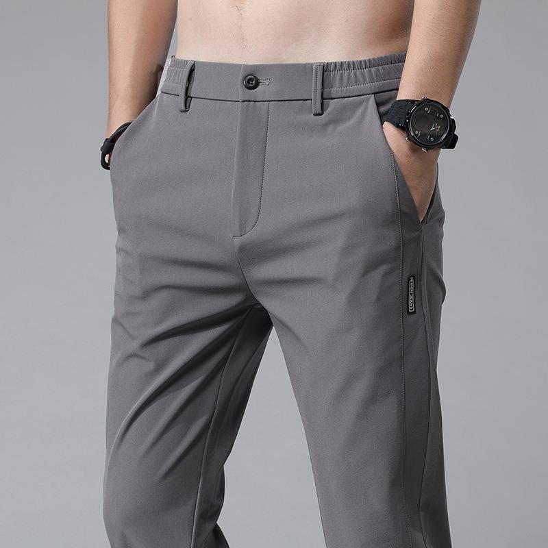 Cross Border Pants Men's Summer Ice Silk Casual Pants Men's Straight Leg Stretch Thin Quick Dry Sports Summer Pants Breathable