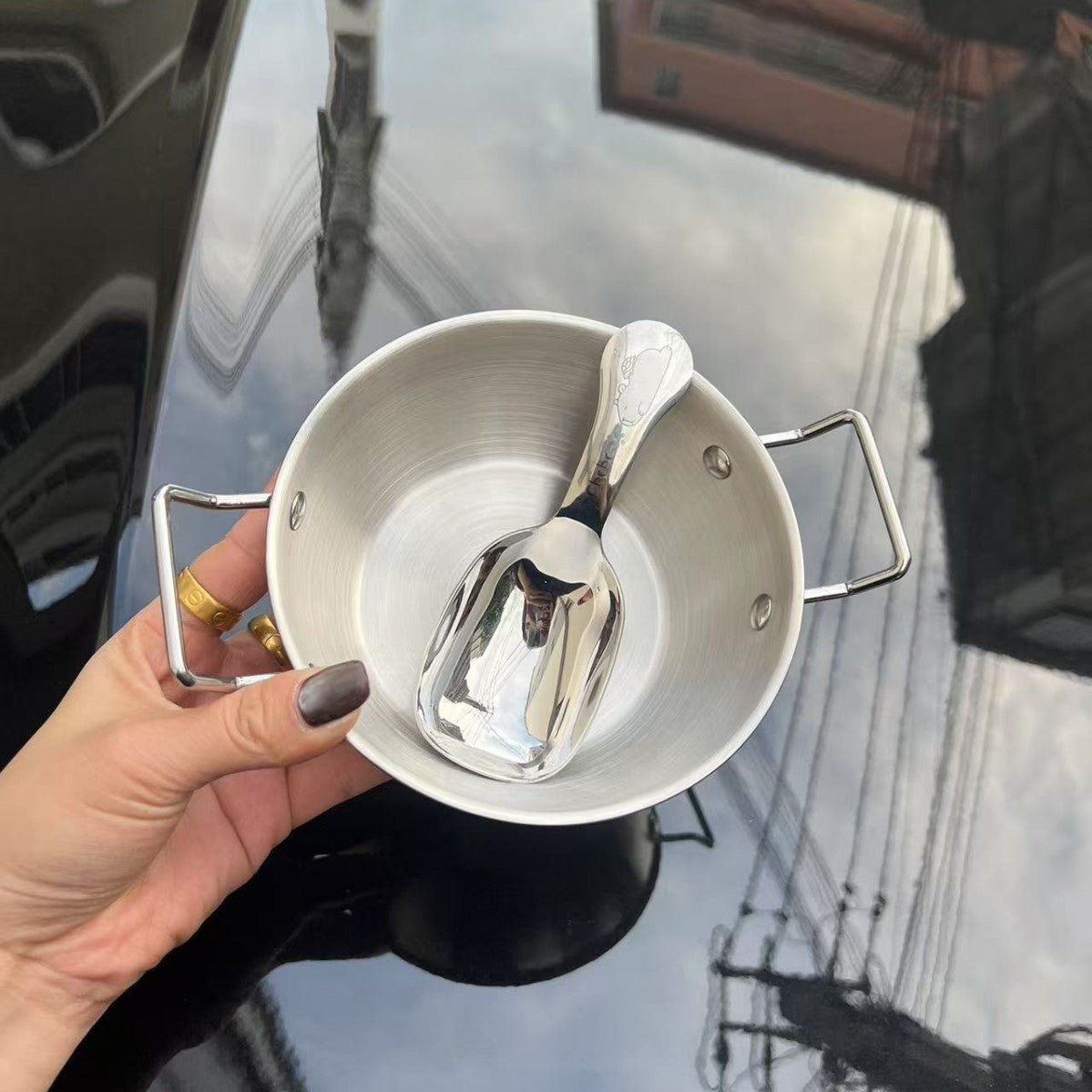 304 stainless steel Korean style instant noodle bowl super cute and cute Kapibala spoon + amphora bowl salad bowl snack bowl wholesale