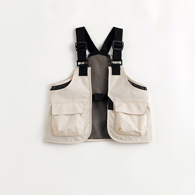 Children's mountain outdoor cargo vest 2025 summer new children's clothing thin men's and women's vest jacket