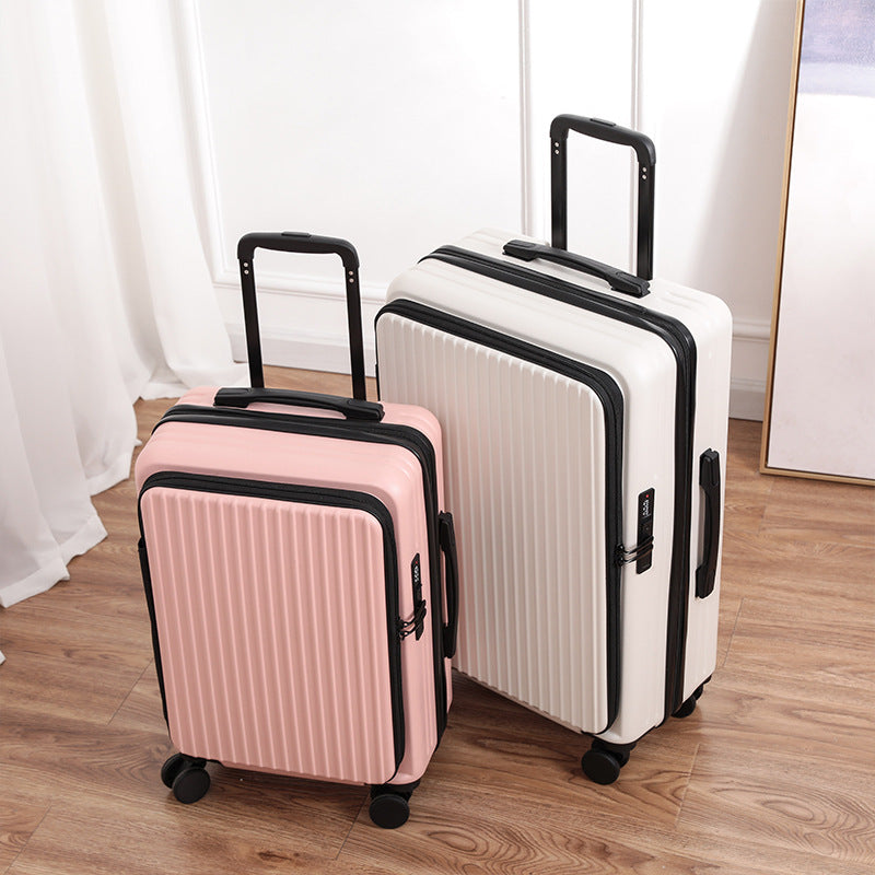 Front opening suitcase, men's trolley suitcase, women's 26 multifunctional suitcase, 20-inch cabin suitcase, lockbox, leather suitcase