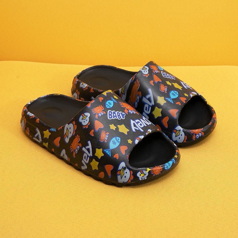 Children's slippers are worn outside in summer, non-slip boys, girls, parents, middle-aged and older children, indoor graffiti coconut sandals