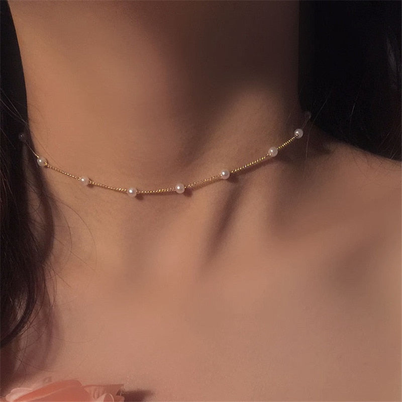 European and American fashion cross-border jewelry new pearl necklace fashion clavicle chain choker necklace neck jewelry women