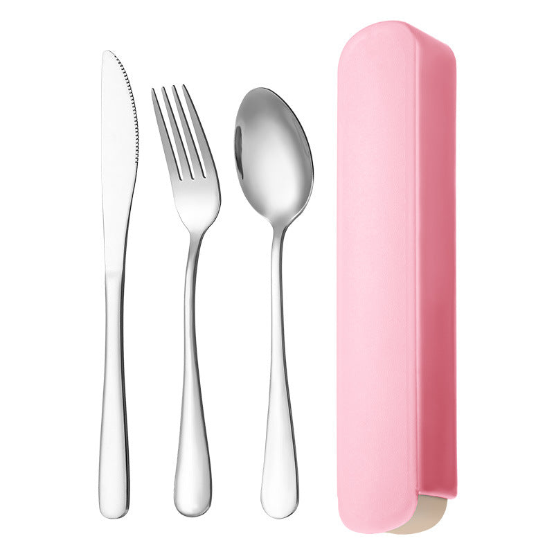 Creative stainless steel portable cutlery knife, fork and spoon three-piece set of home simple student outdoor creative set gifts