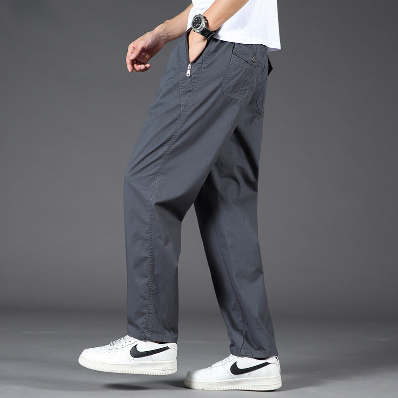 Summer 2025 Thin Casual Pants Men's Loose Straight Plus Size Wide Leg Teen Khaki Business Cargo Pants
