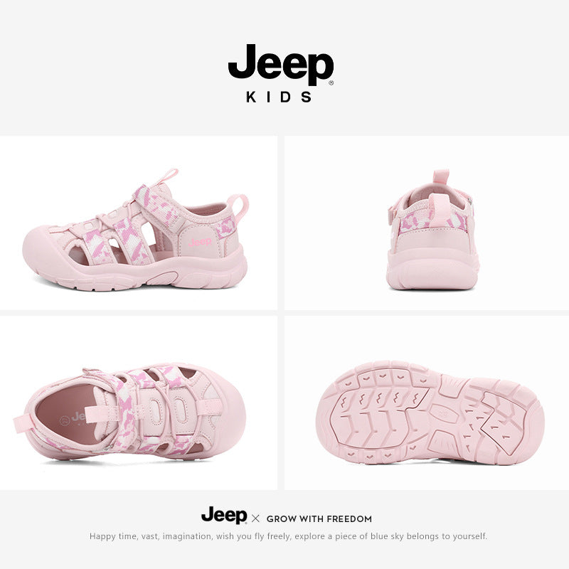 Jeep children's toe sandals outdoor girls' non-slip beach shoes 2025 summer new boys' breathable river shoes