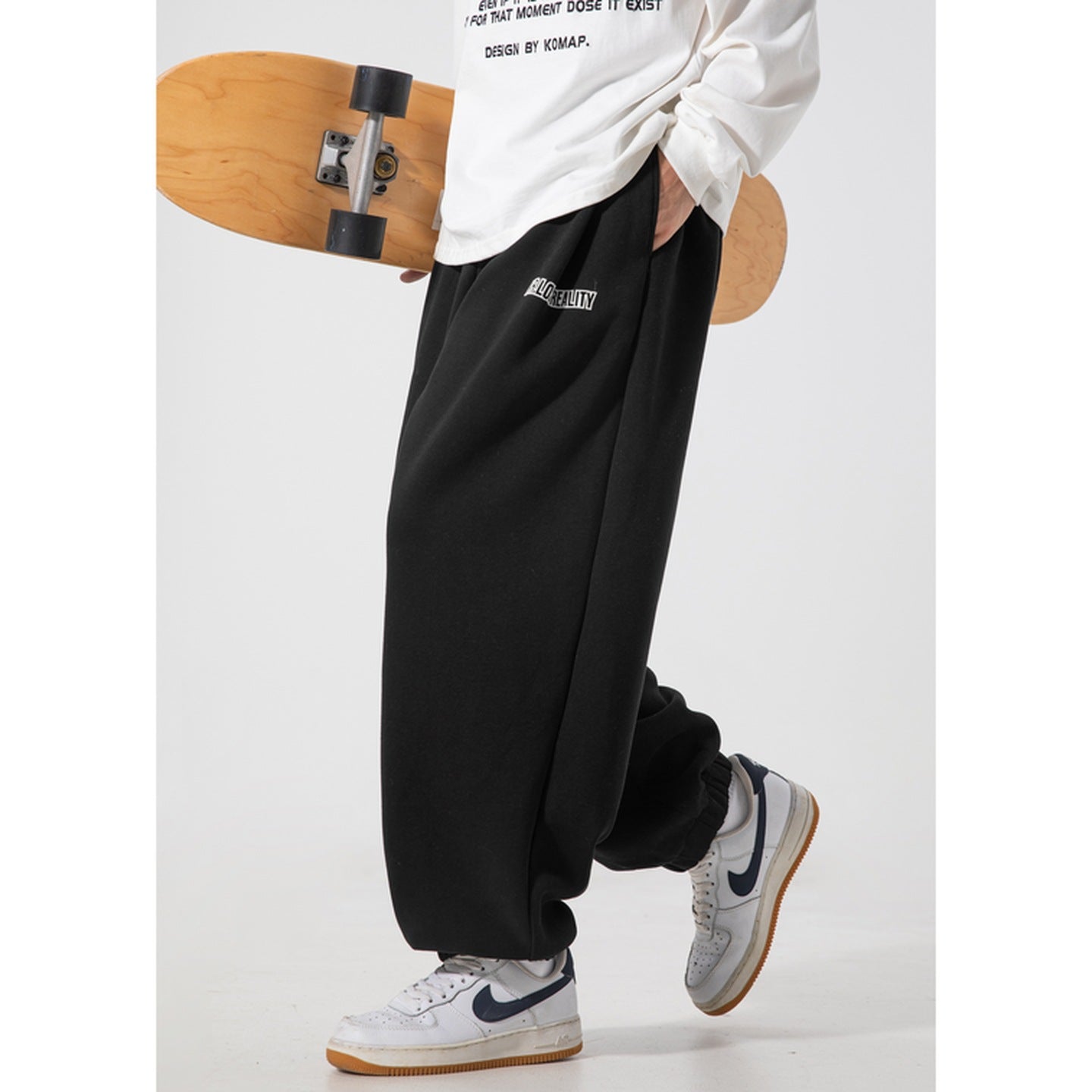 Contrasting letter print boutie sweatpants men's autumn loose silhouette athleisure pants trendy brand versatile long pants