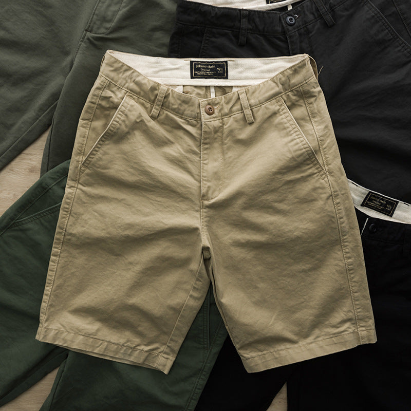 cargo pants, summer texture wash, men's casual shorts, trendy men, Japanese solid color trend, versatile slim five-point pants