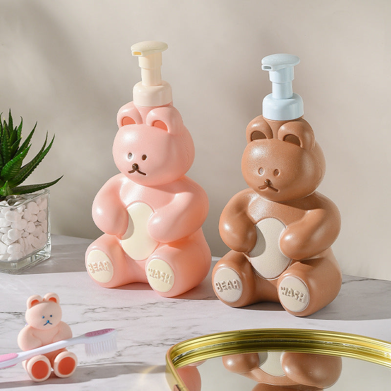 Korean cartoon bear sparkling bottle cute press-type portion bottle hand sanitizer mousse foam bottle travel foam bottle