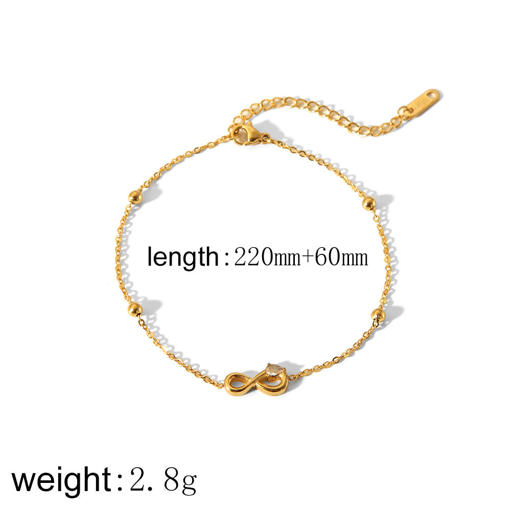 European and American ins fashion stainless steel bracelet women's 18 gold does not fade high-quality hand ornament Haoshi titanium steel jewelry anklet