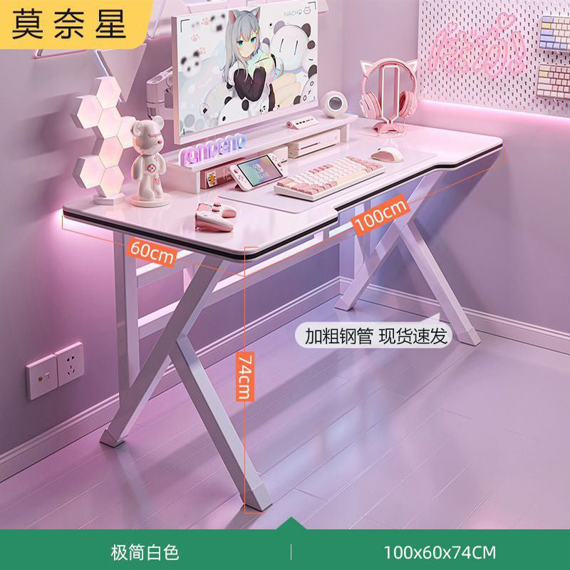 Desk, bedroom, student's study, writing, study desk, creamy style, home, simple desktop computer desk, office desk