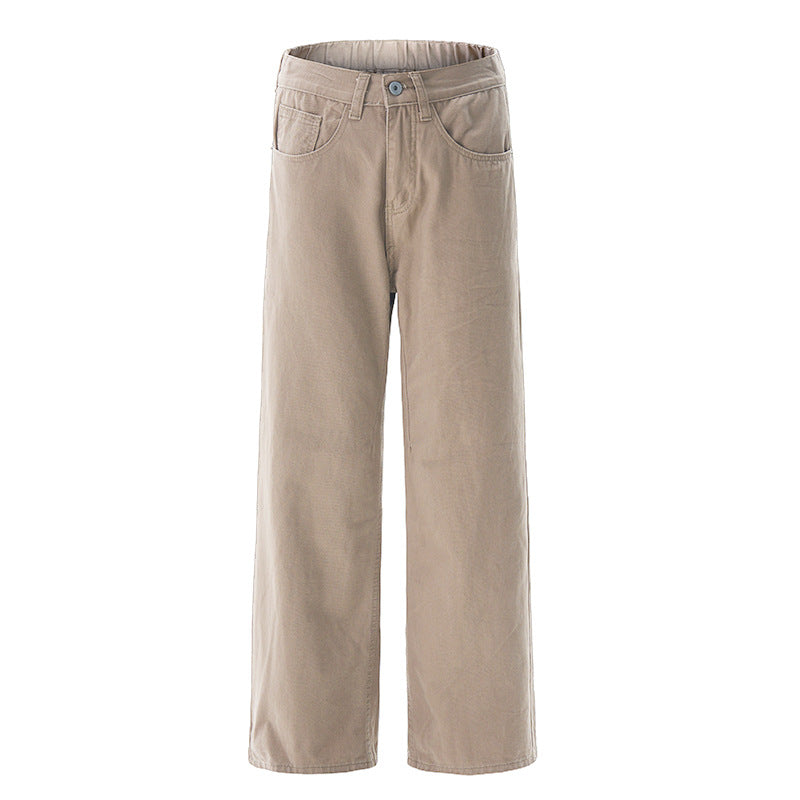 Muyuan Men's Maillard Cleanfit Vintage Casual Pants Unisex Versatile Loose Straight Long Pants