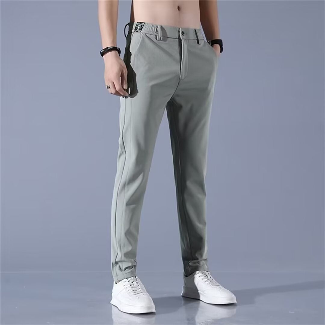 Cross Border Pants Men's Summer Ice Silk Casual Pants Men's Straight Leg Stretch Thin Quick Dry Sports Summer Pants Breathable