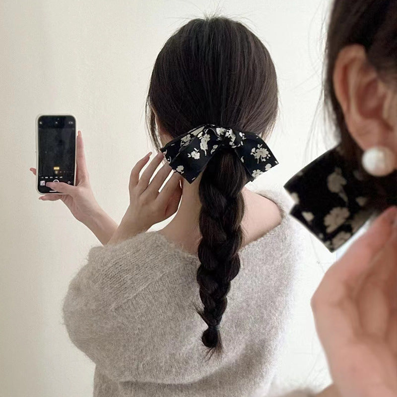 French temperament, floral bow, hairpin, female back of the head, half-tie low ponytail, spring clip, Maillard style accessories