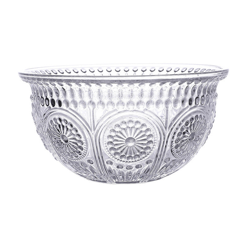 Salad bowl, home Korean creative Japanese dessert tableware, large bowl, instant noodle bowl, sugar water bowl, rice bowl, clear glass bowl