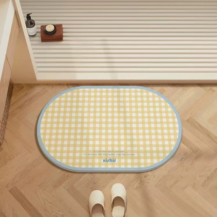 Soft diatom mud absorbent mat, bathroom door floor mat, cream style bathroom floor mat, sink bathroom anti-slip mat