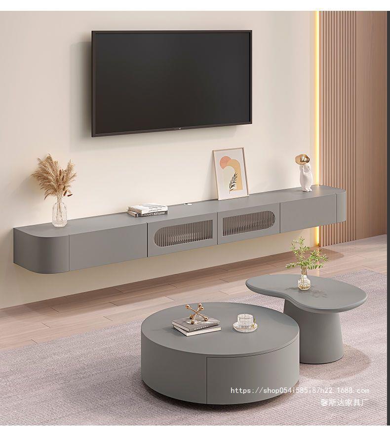 Solid wood hanging TV cabinet