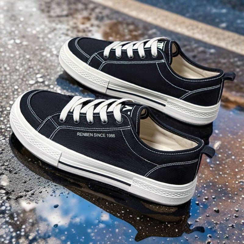 Canvas shoes men's 2025 new spring men's shoes versatile casual black and brown sports thick-soled thin single shoes on behalf of X