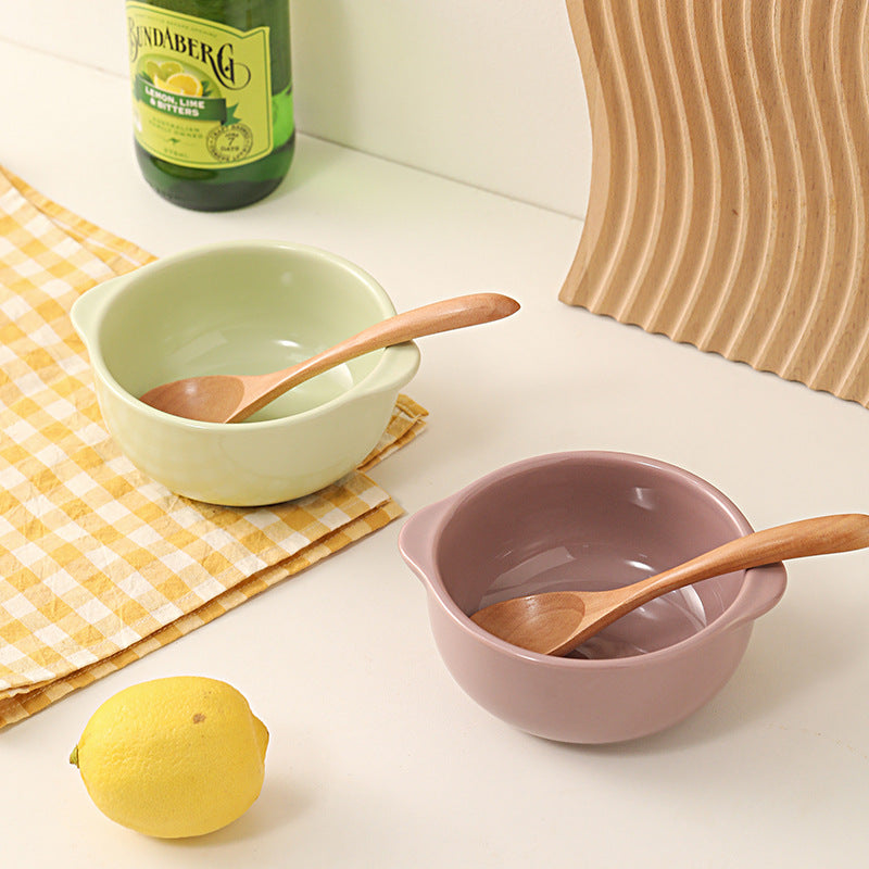 2024 new ins ceramic rice bowl glossy simple yogurt bowl breakfast bowl household steamed egg bowl small fresh tableware