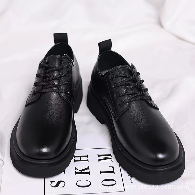 Spring 2025 New Men's Shoes Workwear Shoes Versatile Trend British Style Casual Shoes Men's Platform Leather Shoes Delivery