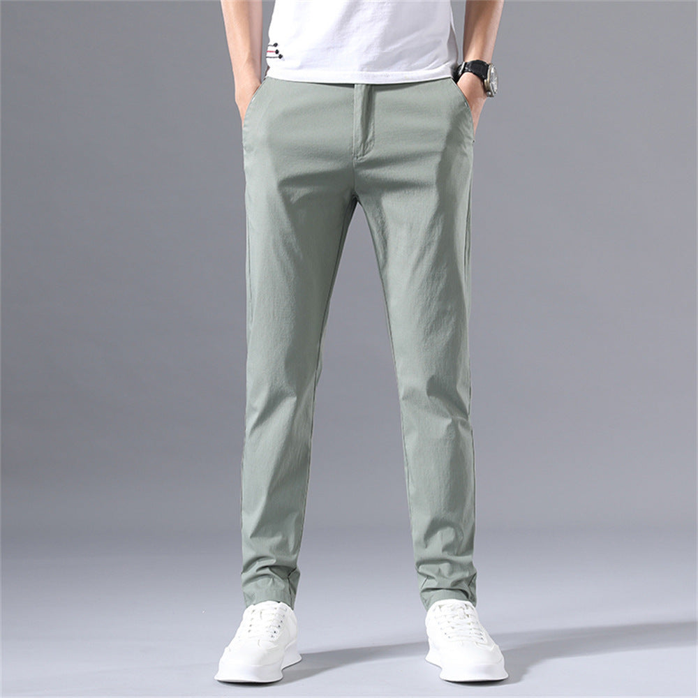Ice silk casual trousers, men's summer thin trousers, sun protection, quick-drying straight, stretch cargo pants, abrasion resistant work pants