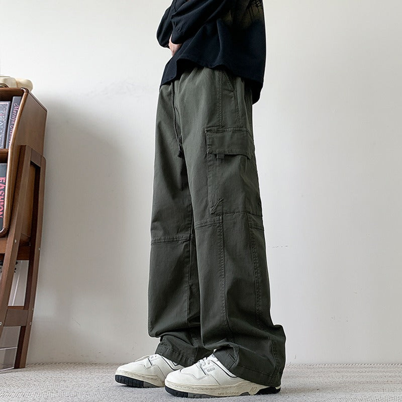 Foreign trade cotton American cargo casual pants men's spring and summer loose sports outdoor versatile wide-leg straight-leg pants cross-border
