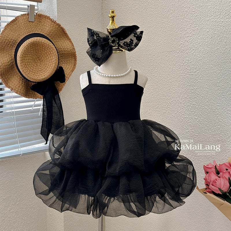 Girls' dress summer 2025 new foreign hot girl birthday puff skirt sundress princess dress