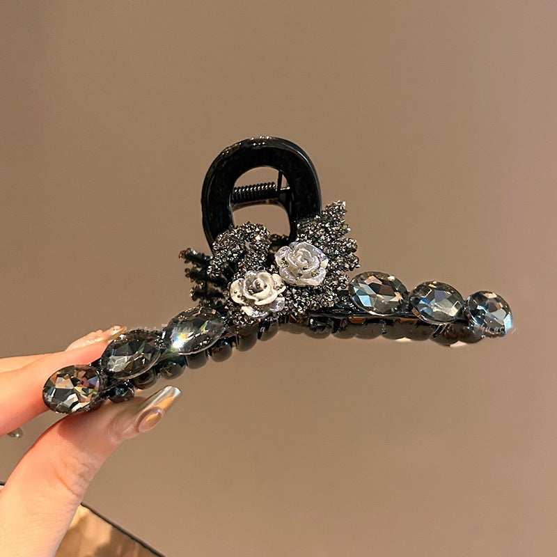 Full of diamonds, bows, big grab clips, women's Korea, light luxury, heavy industry, rhinestones, disc hair, shark clips, fashionable, versatile hairpins, hair grabs