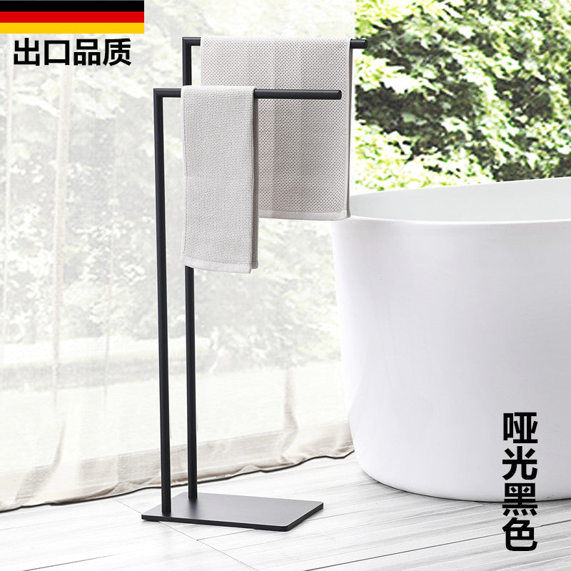 Bathroom Black Floor Towel Rail No Punching Toilet Bathtub Side Double Vertical Bar Stainless Steel Bath Towel Rack Removable