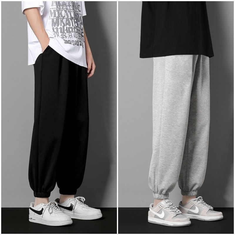 2022 New Pants Men's Autumn Loose Bound Foot Sports Cropped Tide Brand Men's Casual Simple Sweatpants Men