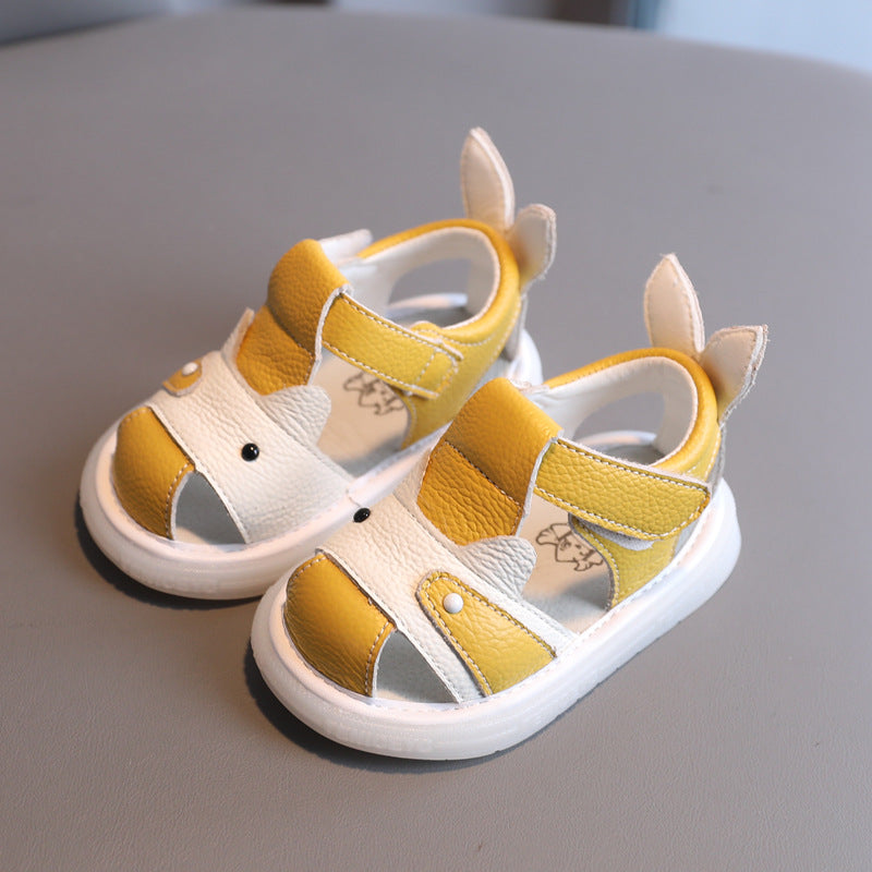 Genuine leather cowhide baby sandals for men 0-1-3 years old baby non-slip women's shoes for summer new soft-soled toddler shoes to prevent dropping