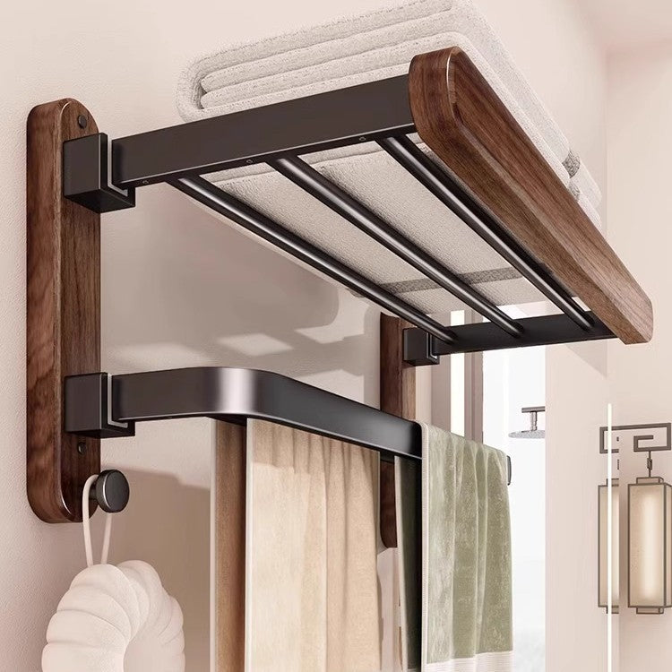 Walnut towel rack, bathroom shelf, non-perforated toilet, high-end toilet, washroom, solid wood bath towel shelf