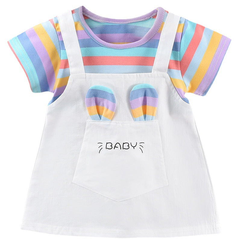 2025 New Girls Dresses, Summer New Styles, Cotton Thin Summers, Short Sleeve Girls' Children's Skirts