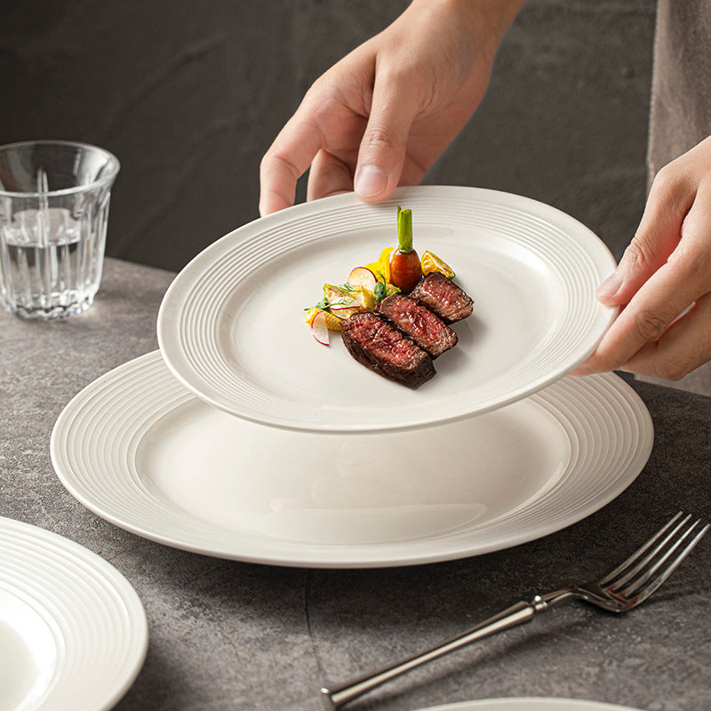 Steak plate high-end plate home dish plate 2025 new western plate ceramic tableware flat plate breakfast plate